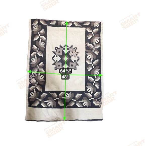 Vintage Handwoven Wool Throw Blanket Alpaca Geometric Floral Tribal Design READ - Picture 4 of 8